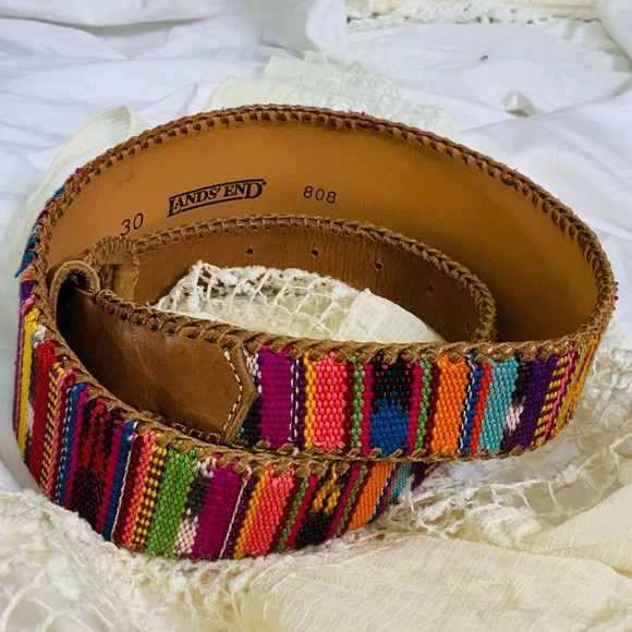 Leather Trimmed Wide Belt Weaved in Guatemala main image 8